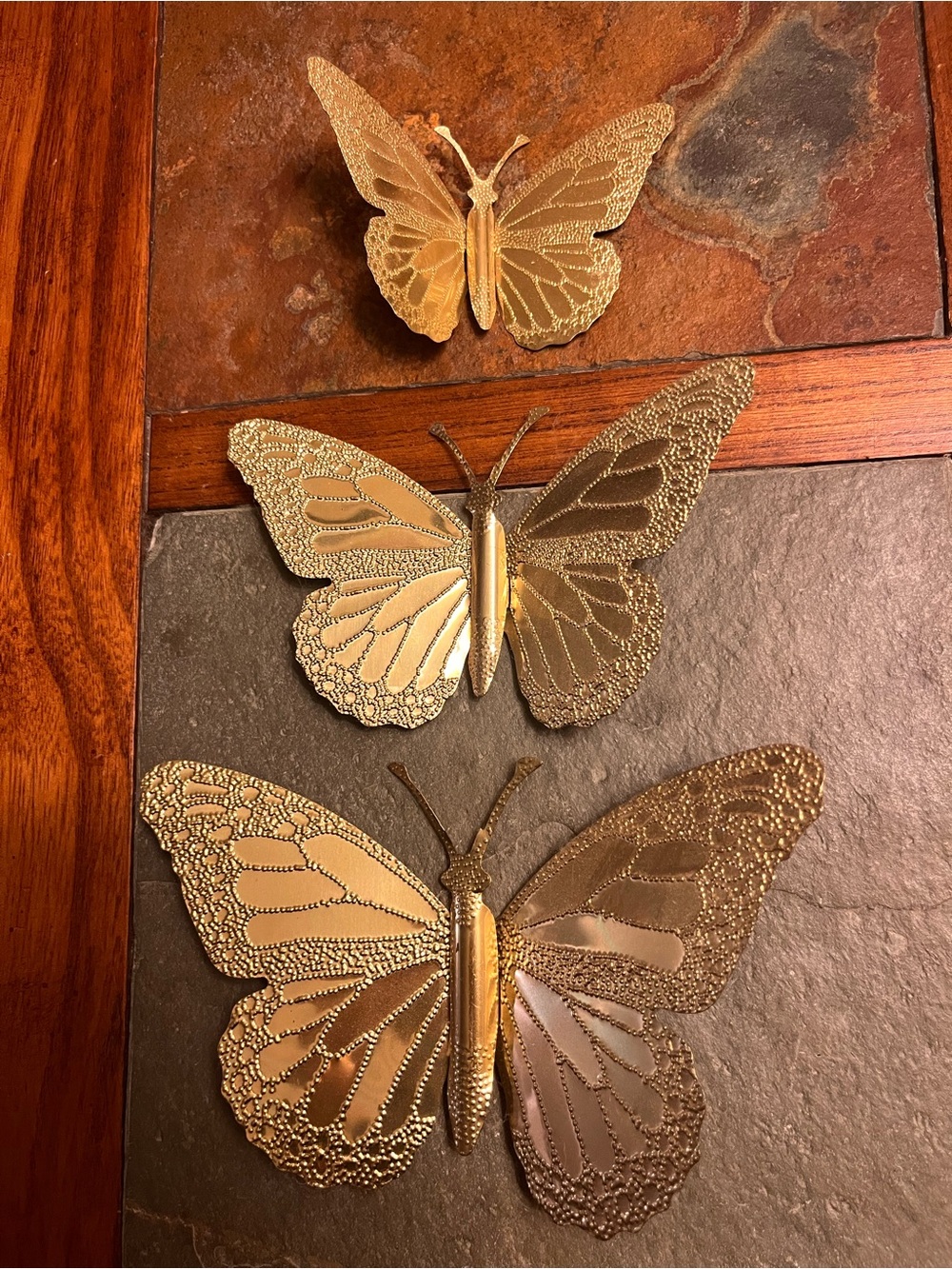 Set of 3 Gold Metal Home Interiors Butterflies - Like New!